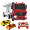 Camion de transport Mercedes-Benz AROCS cu 2 masinute 1:26